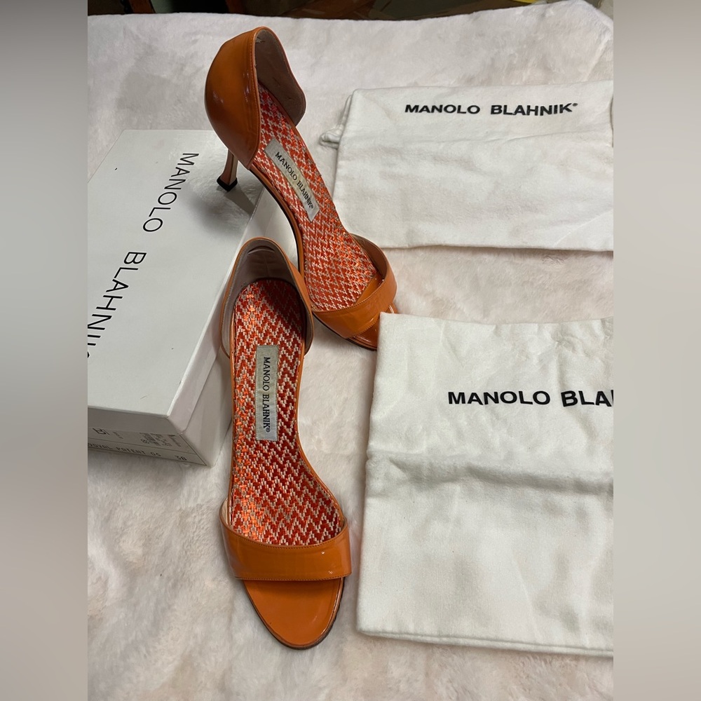 Orange Manolo Blahnik Heels